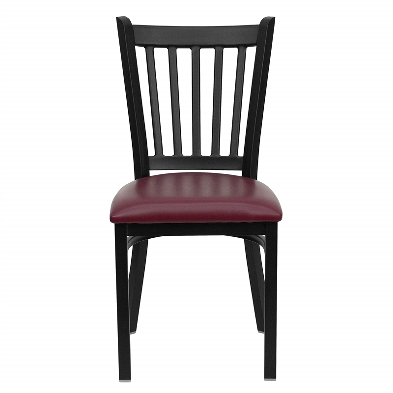 Bowery Hill Black Back Metal Dining Chair in Burgundy