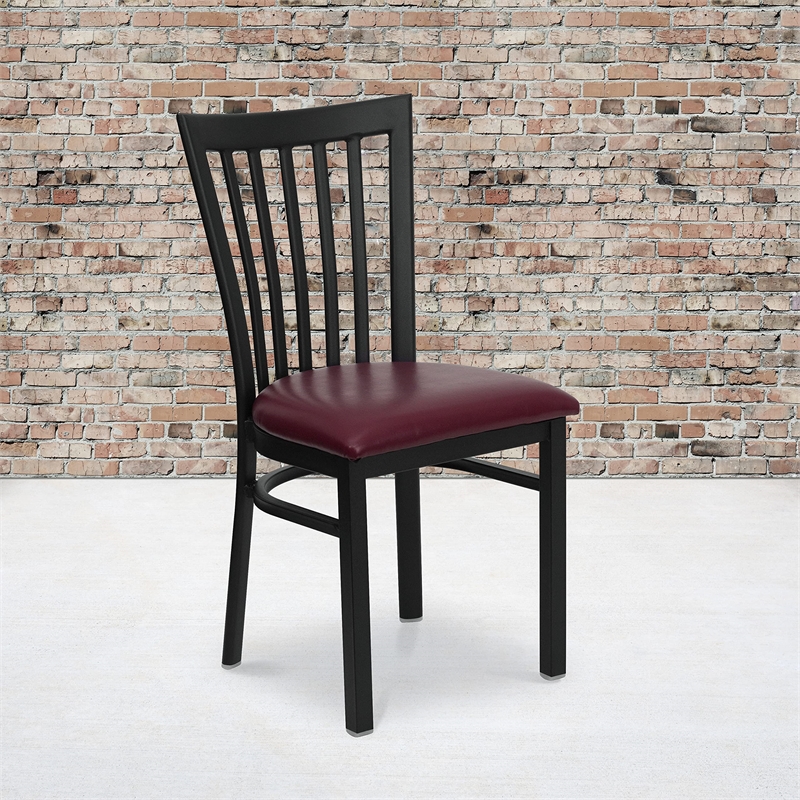 Bowery Hill Black Back Metal Dining Chair in Burgundy