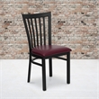 Bowery Hill Black Back Metal Dining Chair in Burgundy