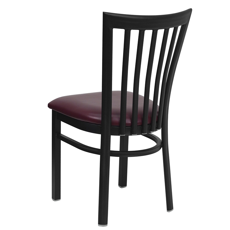 Bowery Hill Black Back Metal Dining Chair in Burgundy
