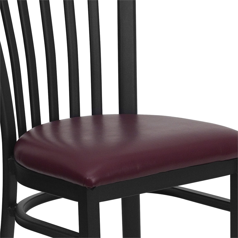 Bowery Hill Black Back Metal Dining Chair in Burgundy