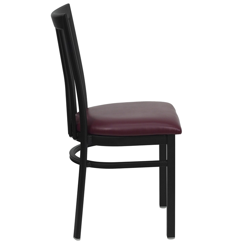 Bowery Hill Black Back Metal Dining Chair in Burgundy