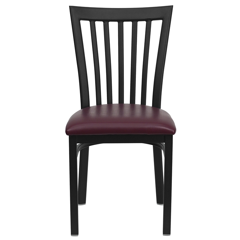 Bowery Hill Black Back Metal Dining Chair in Burgundy