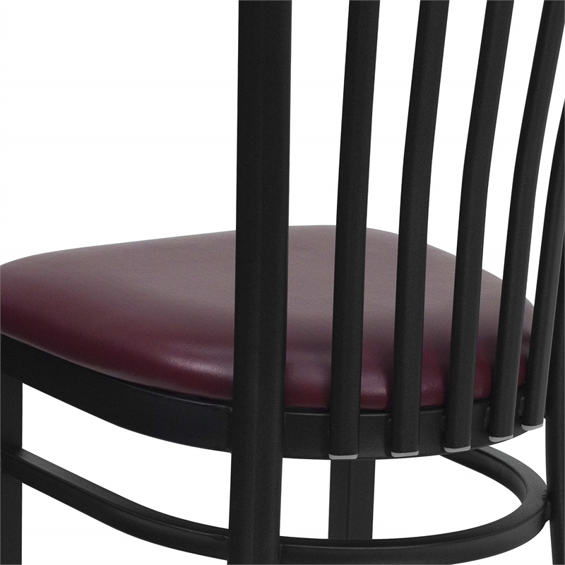 Bowery Hill Black Back Metal Dining Chair in Burgundy