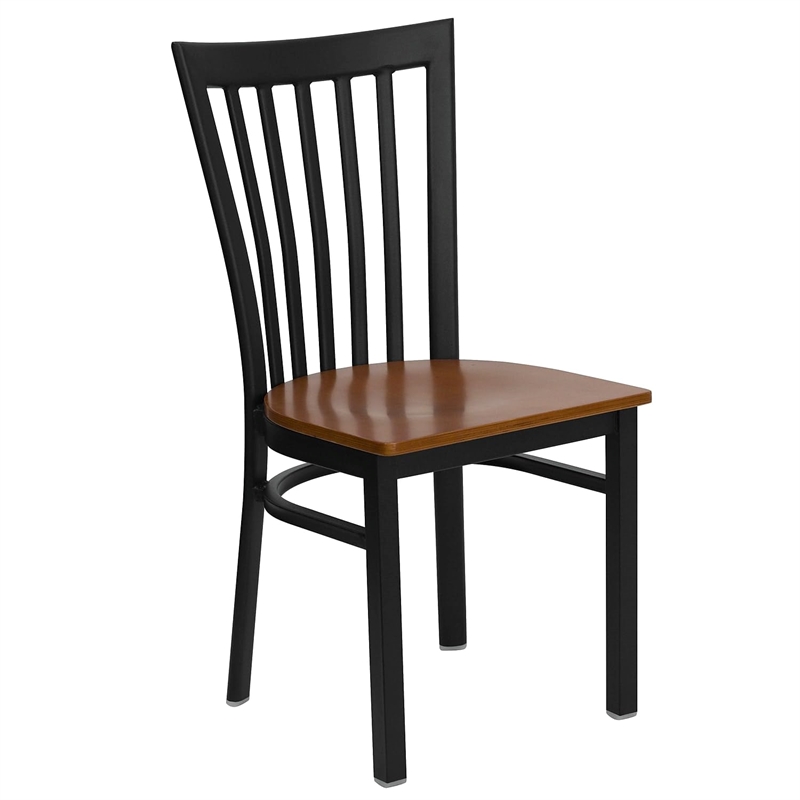 Bowery Hill Black Back Metal Dining Chair in Cherry