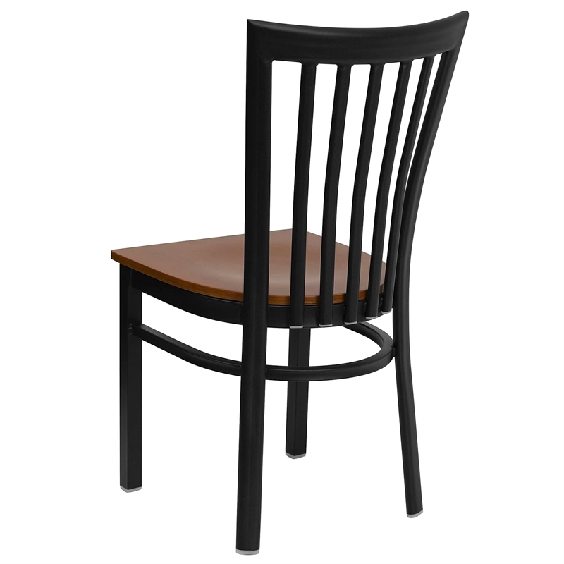 Bowery Hill Black Back Metal Dining Chair in Cherry