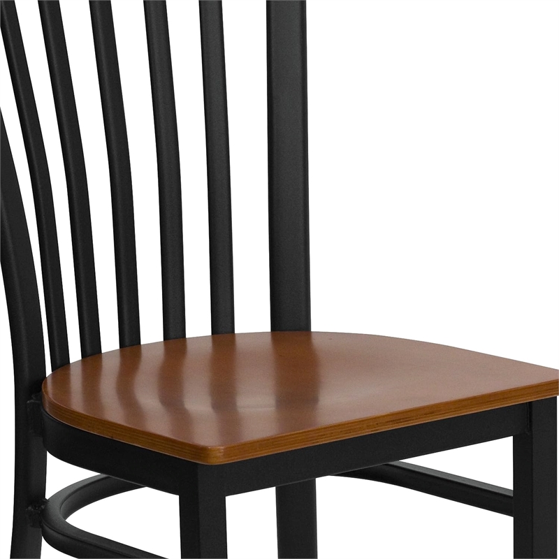 Bowery Hill Black Back Metal Dining Chair in Cherry