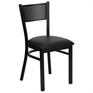 bowery hill metal dining chair in black vinyl