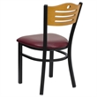 Bowery Hill Modern Vinyl/Metal Slat Back Dining Chair in Burgundy Red/Black