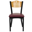 Bowery Hill Modern Vinyl/Metal Slat Back Dining Chair in Burgundy Red/Black
