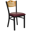 Bowery Hill Modern Vinyl/Metal Slat Back Dining Chair in Burgundy Red/Black