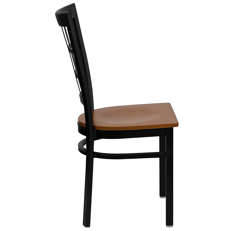 Bowery Hill Black Window Back Dining Chair in Cherry
