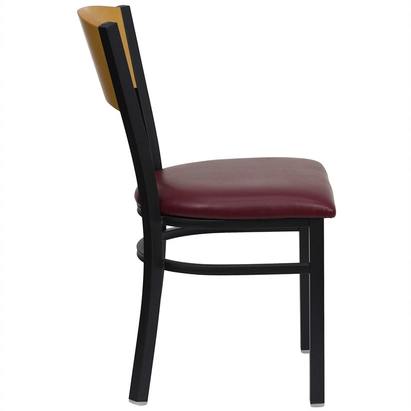 Bowery Hill Black Metal Dining Chair with Burgundy Seat