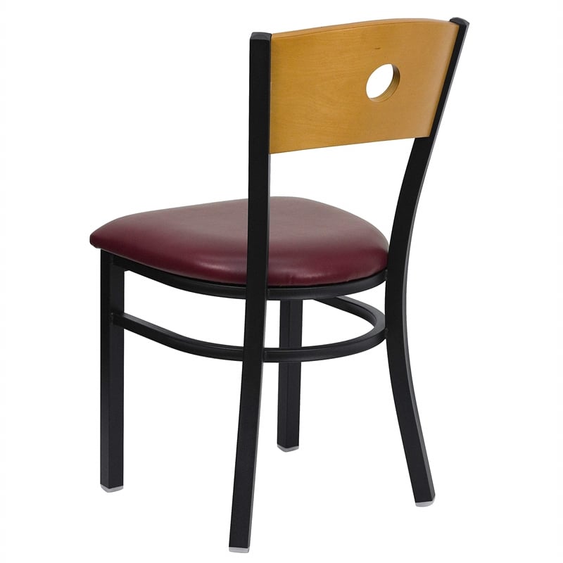 Bowery Hill Black Metal Dining Chair with Burgundy Seat