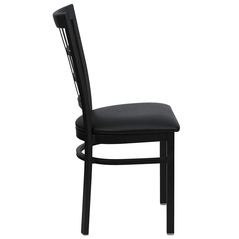 Bowery Hill Window Back Metal Dining Chair in Black