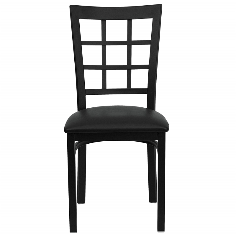 Bowery Hill Window Back Metal Dining Chair in Black