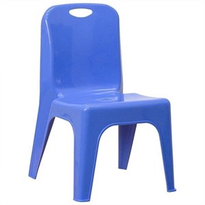 bowery hill plastic stackable school chair in blue