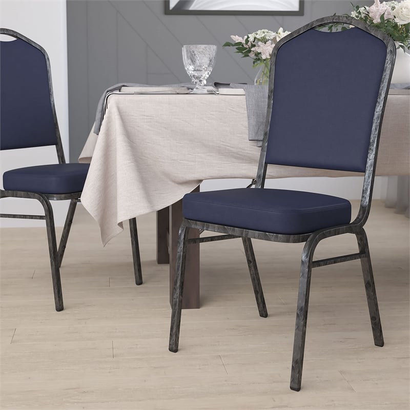 Bowery Hill Banquet Stacking Chair in Navy