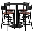 Bowery Hill 5 Piece Round Laminate Table Set in Black and Cherry