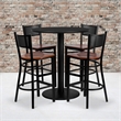 Bowery Hill 5 Piece Round Laminate Table Set in Black and Cherry