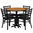 Bowery Hill 5 Piece Round Laminate Table Set in Natural and Black