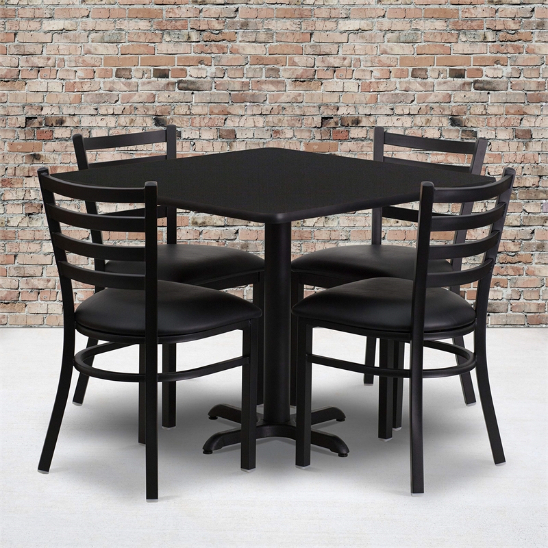 Bowery Hill 5 Piece Laminate Table Set in Natural and Black