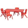 Bowery Hill 5 Piece Rectangular Activity Table Set in Red