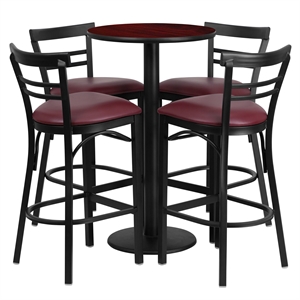 Bowery Hill 5 Piece Round Table Set in Mahogany and Black