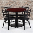 Bowery Hill 5 Piece Round Laminate Table Set Mahogany and Black