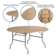 Bowery Hill Round Birchwood Folding Banquet Table in Silver