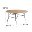 Bowery Hill Round Birchwood Folding Banquet Table in Silver