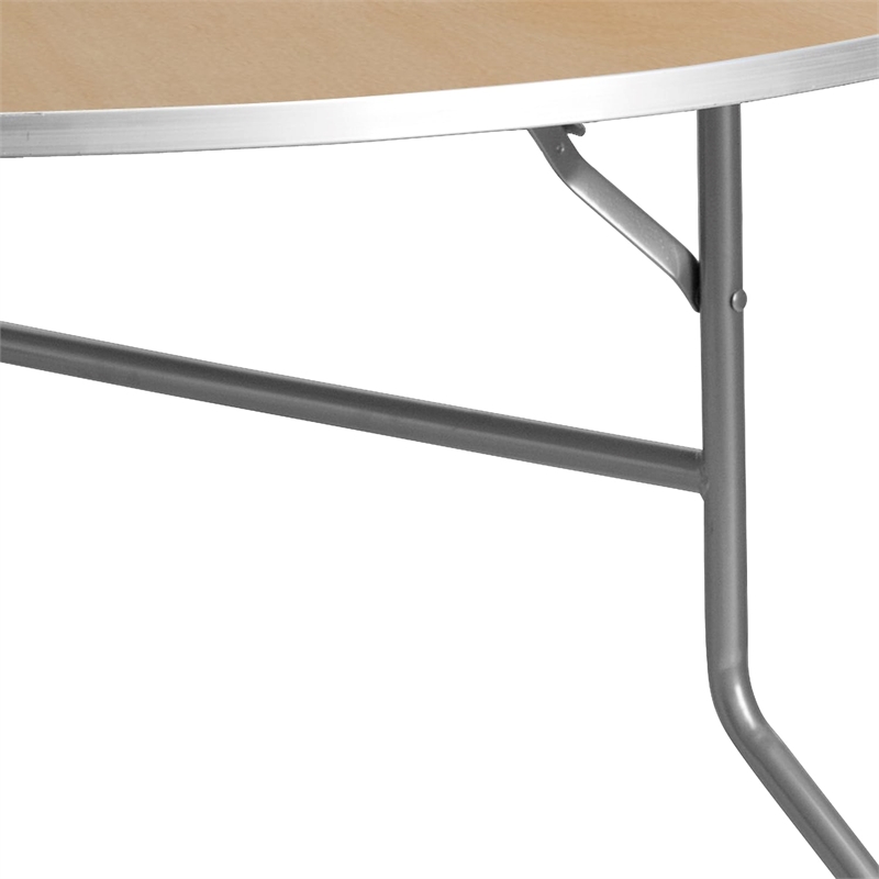 Bowery Hill Round Birchwood Folding Banquet Table in Silver