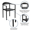 Bowery Hill Plastic Cafe Stack Stacking Chair in Black