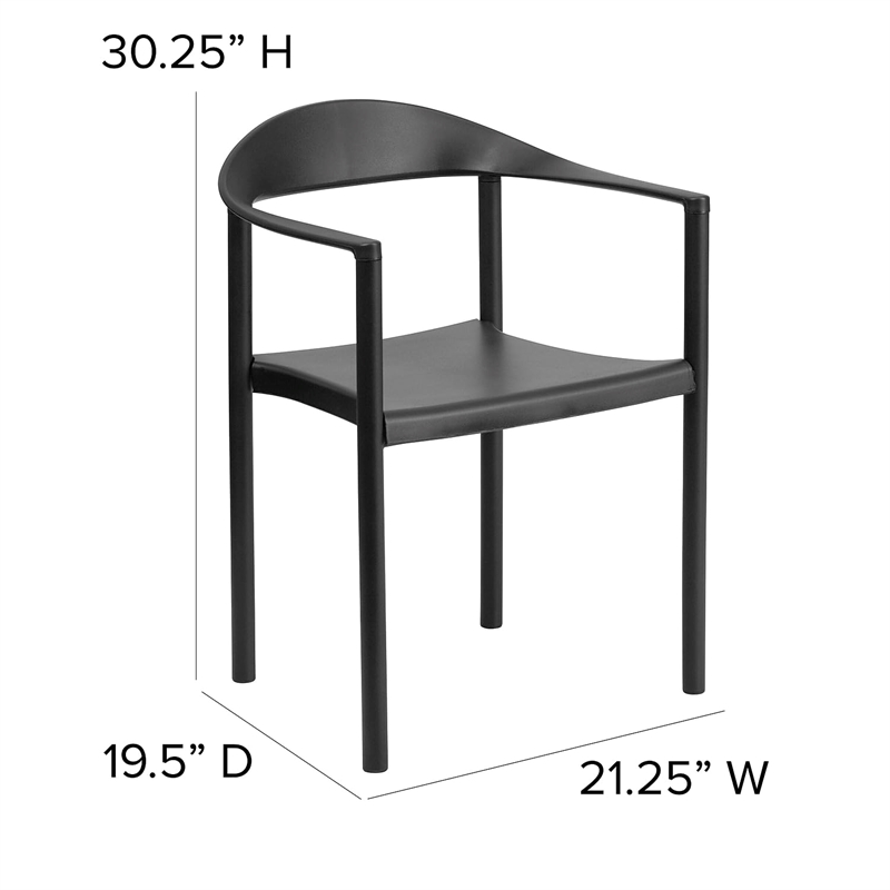 Bowery Hill Plastic Cafe Stack Stacking Chair in Black