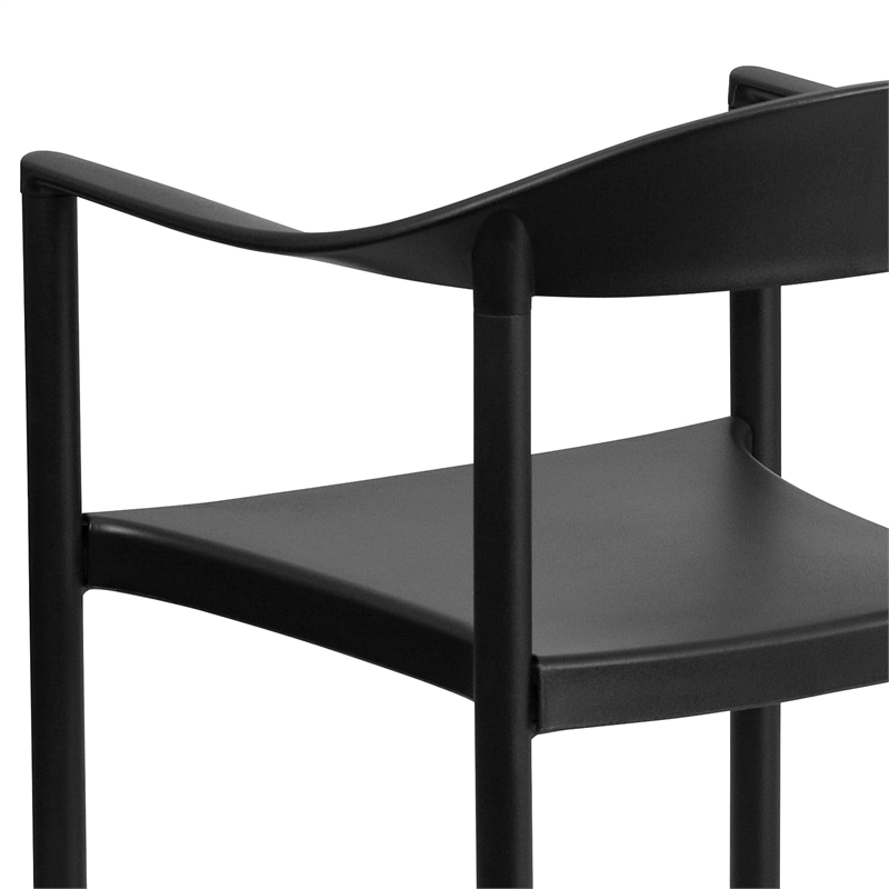 Bowery Hill Plastic Cafe Stack Stacking Chair in Black