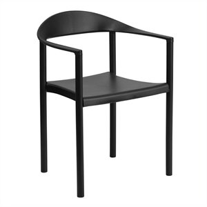 bowery hill plastic cafe stack stacking chair in black