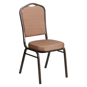 Bowery Hill Transitional Fabric/Metal Crown Back Banquet Stacking Chair in Gold