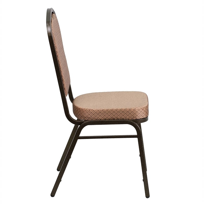 Bowery Hill Transitional Fabric/Metal Crown Back Banquet Stacking Chair in Gold