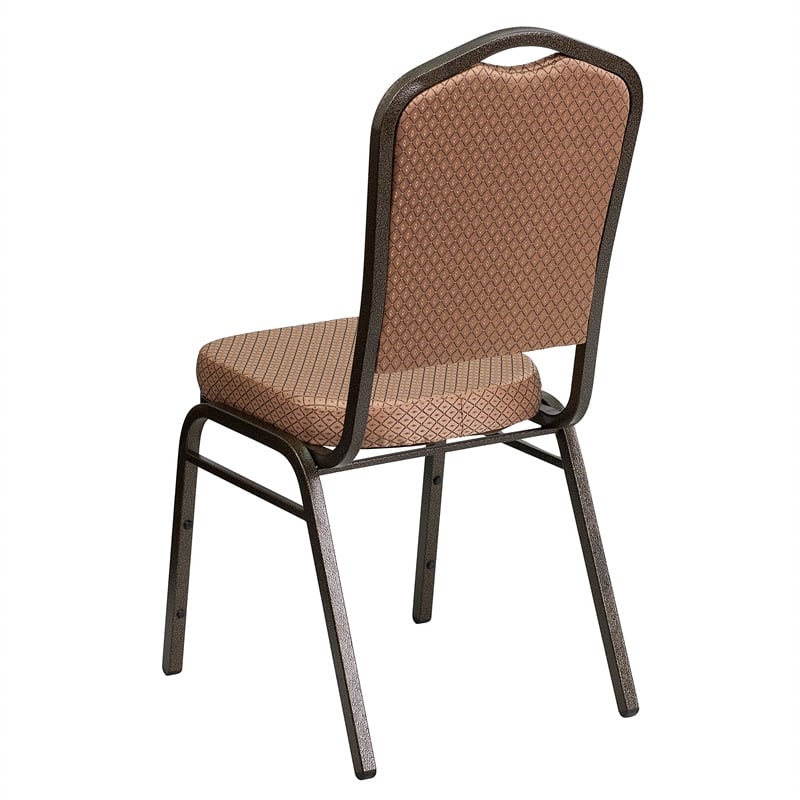 Bowery Hill Transitional Fabric/Metal Crown Back Banquet Stacking Chair in Gold
