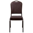 Bowery Hill Vinyl/Metal Crown Back Banquet Stacking Chair in Brown