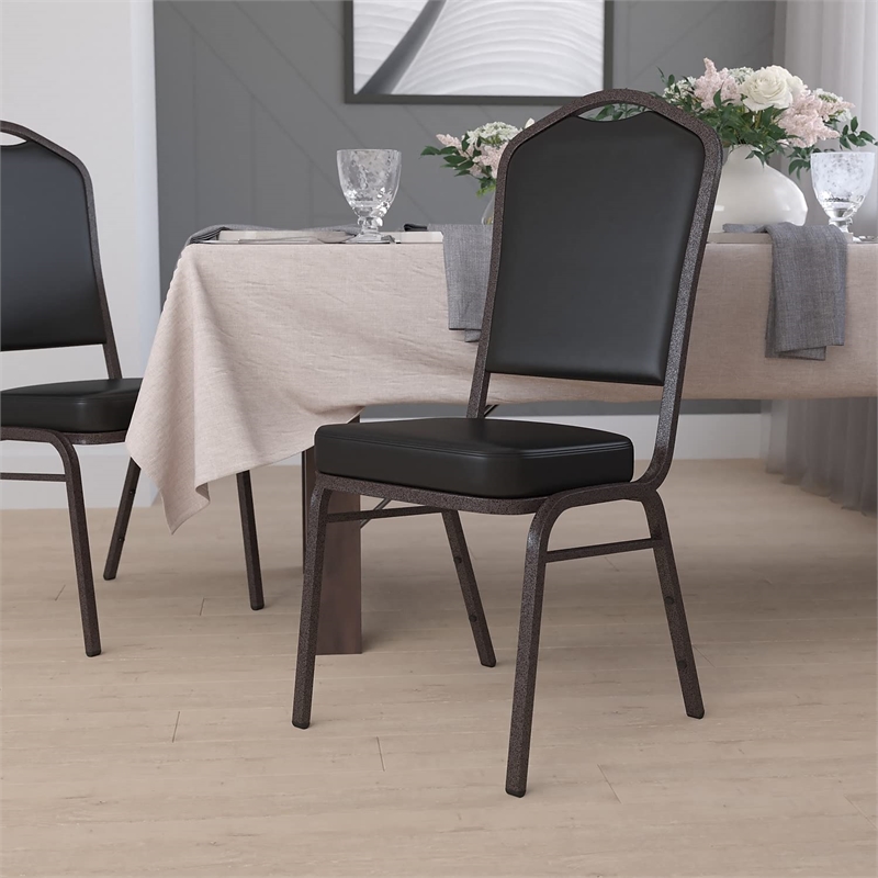 Bowery Hill Banquet Stacking Chair in Black