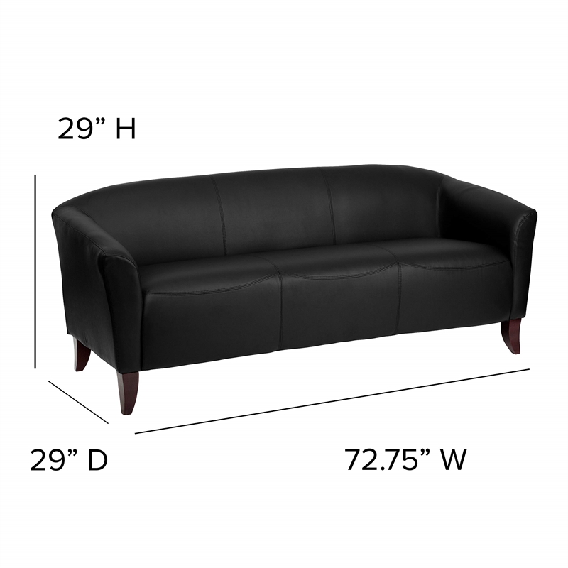 Bowery Hill Leather Sofa in Black and Cherry