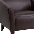 Bowery Hill Leather Upholstered Sloping Arms Sofa in Brown/Cherry