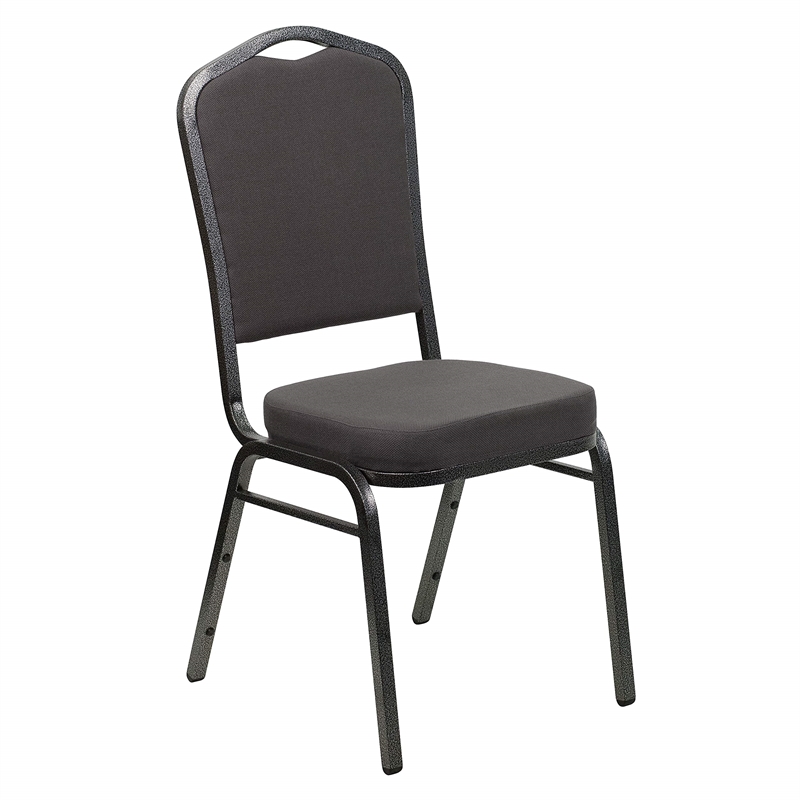 Bowery Hill Fabric/Metal Crown Back Banquet Stacking Chair in Gray