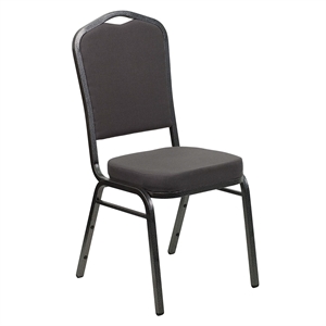 Bowery Hill Fabric/Metal Crown Back Banquet Stacking Chair in Gray