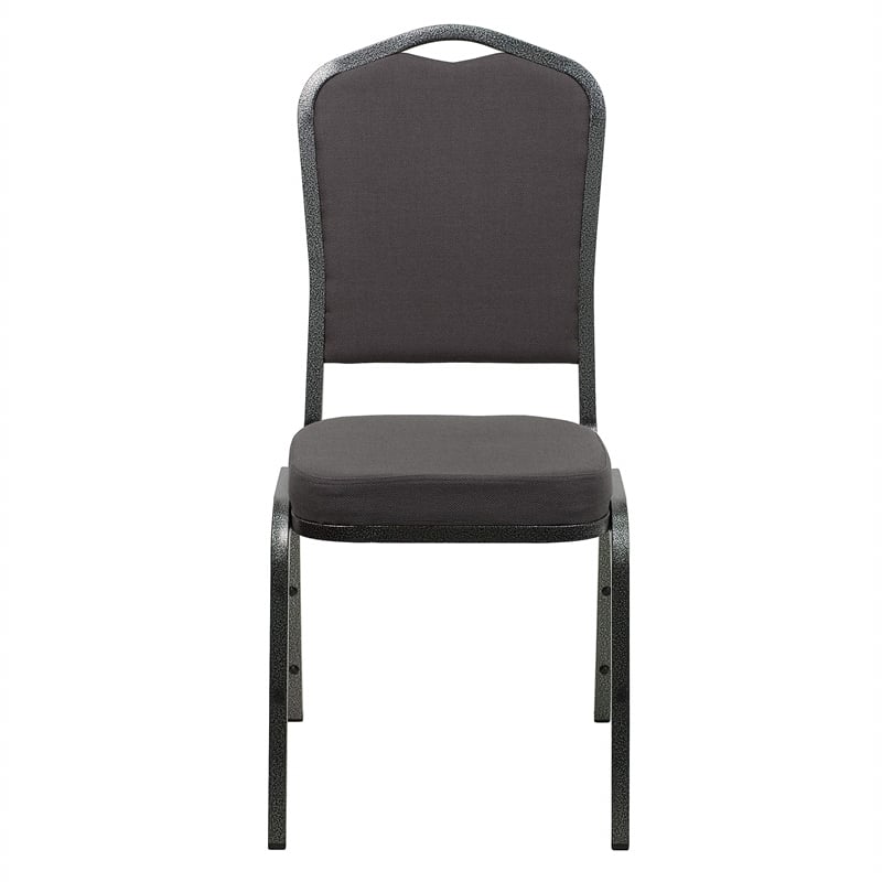 Bowery Hill Fabric/Metal Crown Back Banquet Stacking Chair in Gray