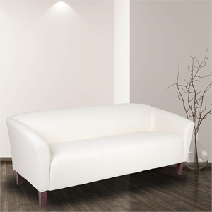 Bowery Hill Leather Sofa in White and Cherry