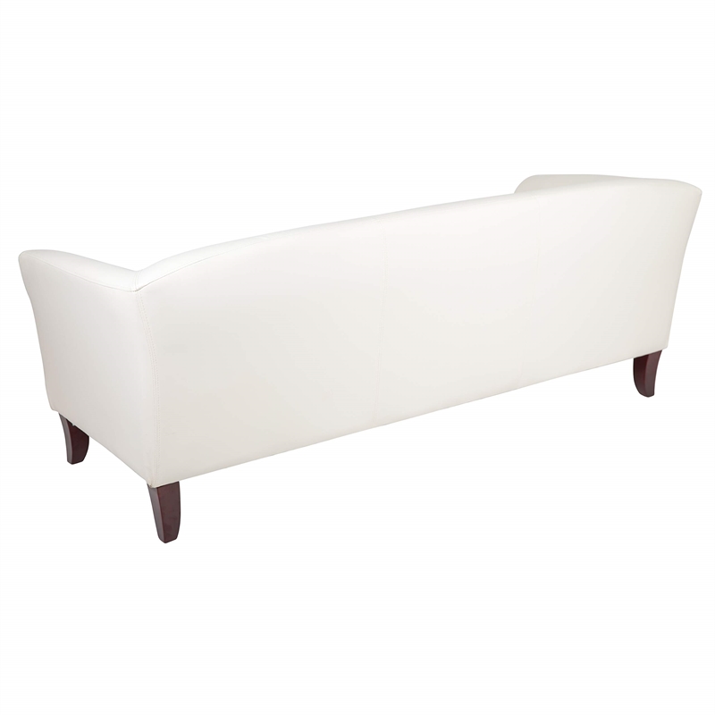 Bowery Hill Leather Sofa in White and Cherry