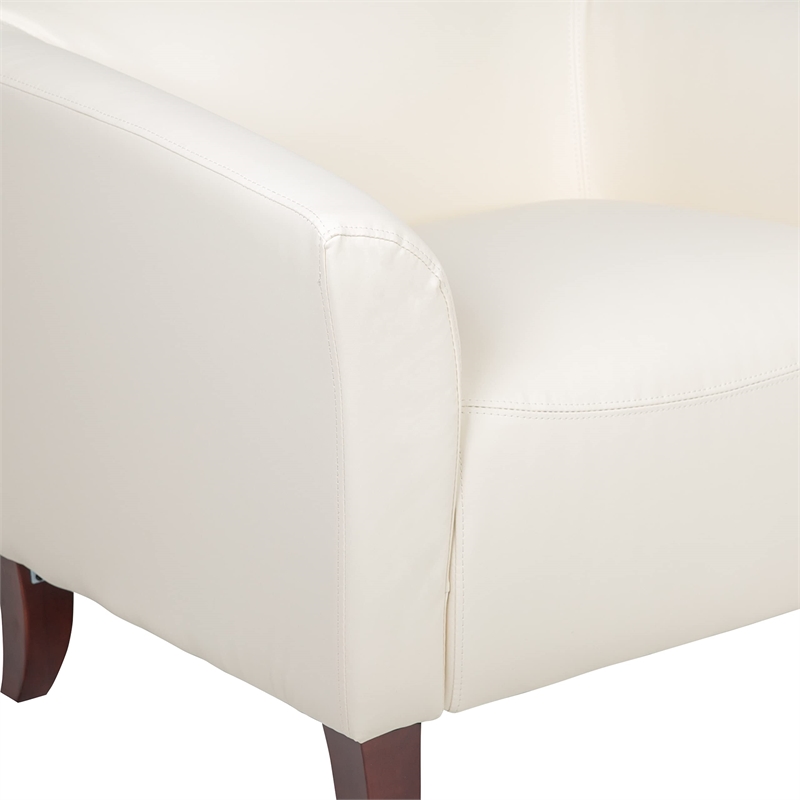 Bowery Hill Leather Sofa in White and Cherry