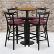 Bowery Hill 5 Piece Round Laminate Table Set in Natural and Black